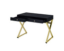 Coleen - Writing Desk With USB (Same Ac00894) - Black & Brass