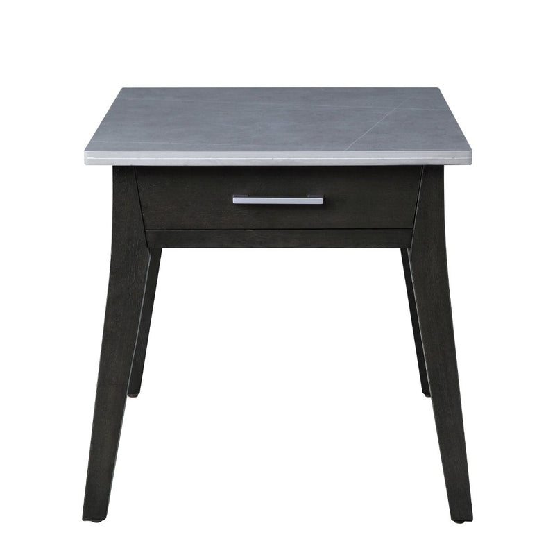 Zemocryss - End Table - Sintered Stone Top Marble Top & Dark Brown