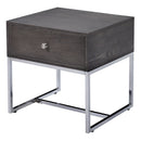 Iban - End Table - Gray Oak & Chrome