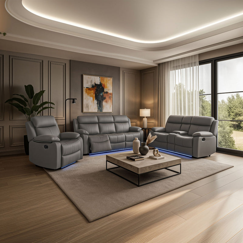 U6026 - Reclining Sofa, Console Reclining Loveseat - Gray