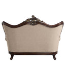 Ragnar - Loveseat With 5 Pillows - Light Brown Linen & Cherry