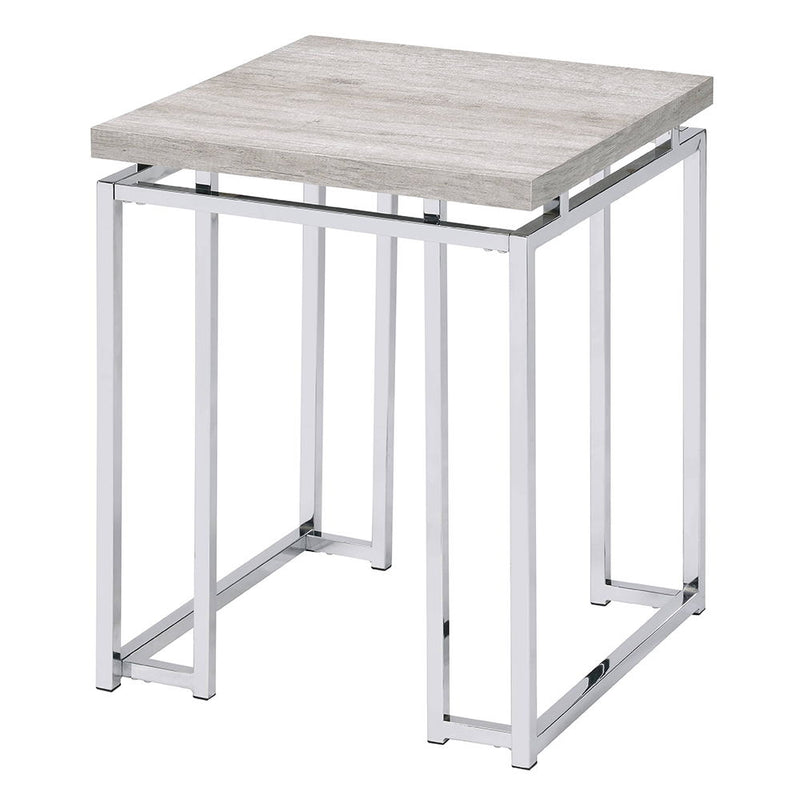 Chafik - End Table - Natural Oak & Chrome