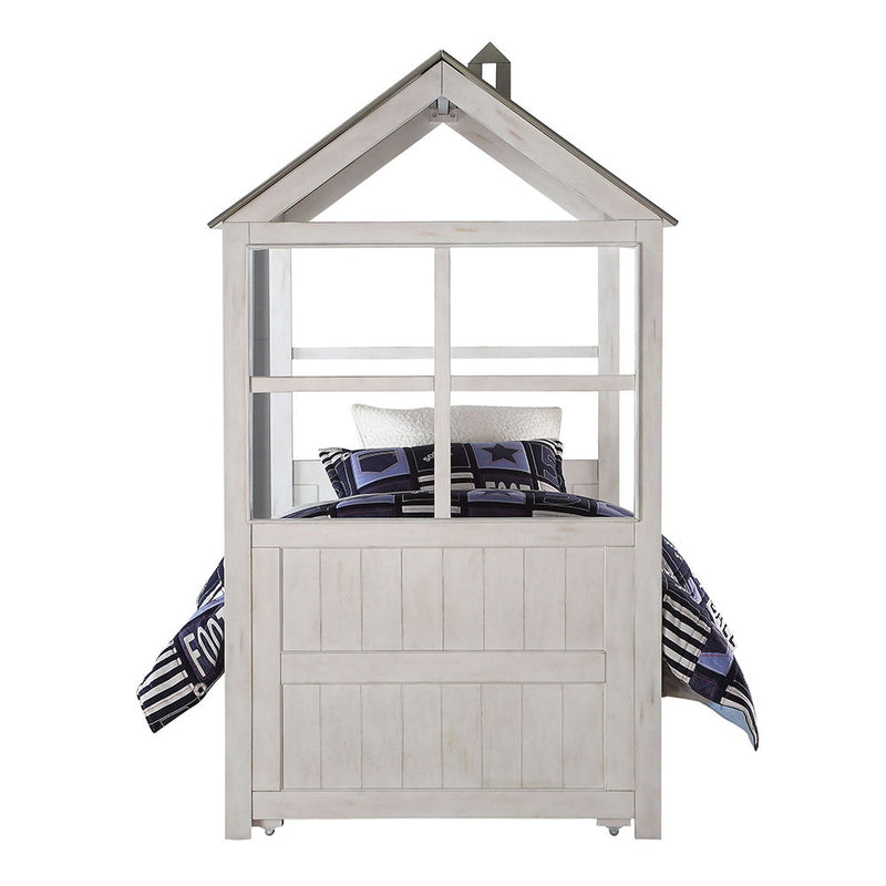 Tree House II - Twin Bed - Weathered White & Washed Gray