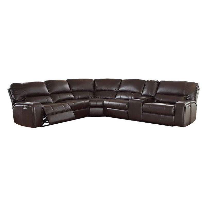 Saul - Power Motion Leather-Aire Sectional Sofa - Espresso