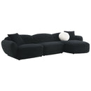 Lucifer - Sectional Sofa With 3 Pillows - Black Shimmer Chenille
