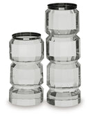 Brentley - Candle Holder Set (Set of 2) - Clear / Silver Finish