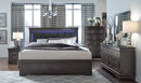 Pompei - 5 Piece Full Bedroom Set With LED - Gray