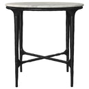 Hermas - Round Genuine Marble Top Metal End Side Table - White