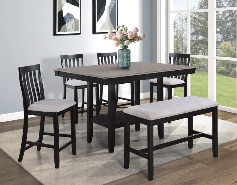 Delfin - Counter Height Bench - Light Gray / Black