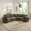 Leighton - Modular Armless Chair With 1 Pillow - Green Chenille