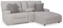 Acklen Place - 4 Pc. - 3-Piece Power Reclining Sectional Sofa With Raf Chaise, Wide Seat Power Recliner - Pewter