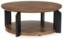 Kraeburn - Round Cocktail Table - Brown / Black