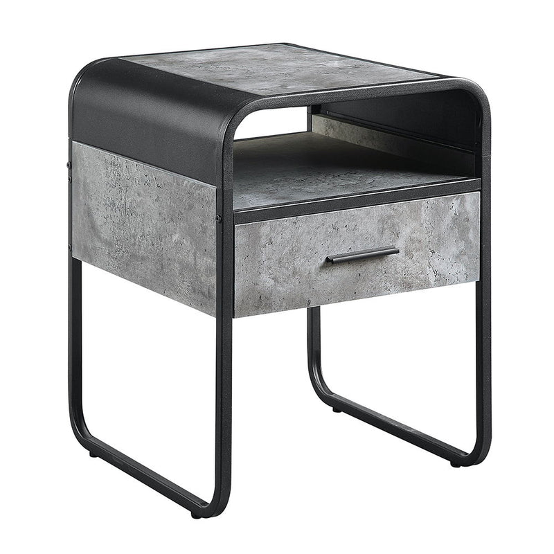 Raziela - 22" End Table - Concrete Gray & Black