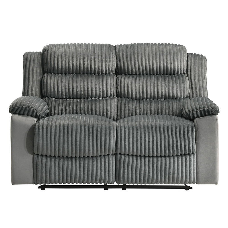 Lesley - Motion Loveseat - Gray Corduroy & Velvet