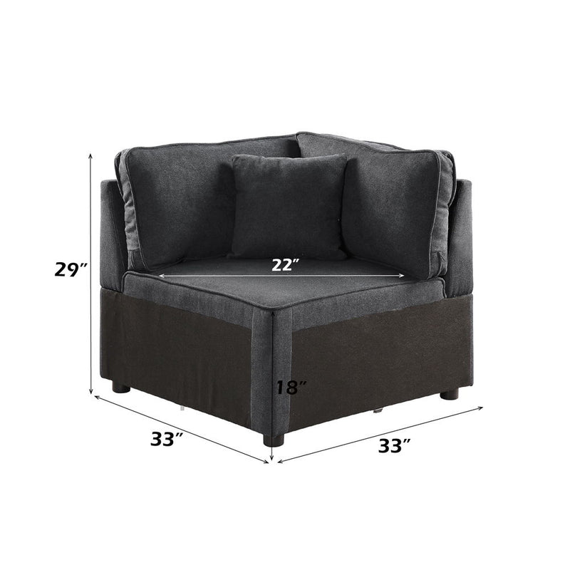 Silvester - Modular Wedge With Pillow - Gray Fabric