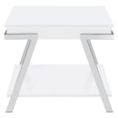 Marcia - Rectangular Side End Table - White High Gloss
