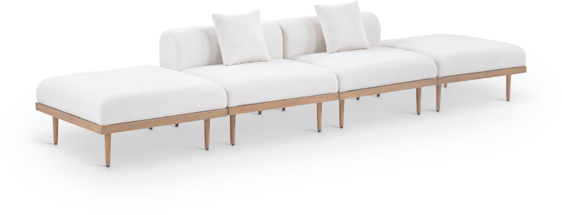 Laguna - 4 Piece 142" Outdoor Patio Armless Modular Sofa With 2 Backless Seats