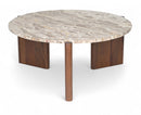 Varenna - Marble Top And Acacia Wood Base Coffee Table - Beige