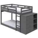 Gaston - Twin Over Twin Bunk Bed With 4 Drawers & 3 Compartments - Gray