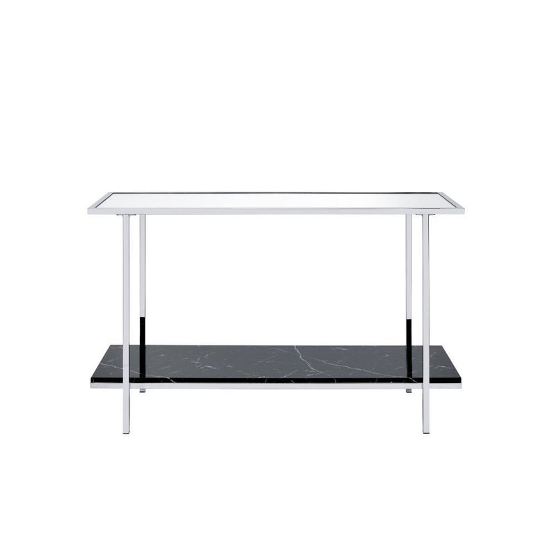 Angwin - Console Table - Mirrored, Faux Marble Top & Chrome