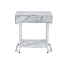 Wither - Accent Table - White Printed Faux Marble & Chrome