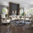 Dresden II - Chair With Pillow - Pearl Synthetic Leather /Fabric & Gold Patina