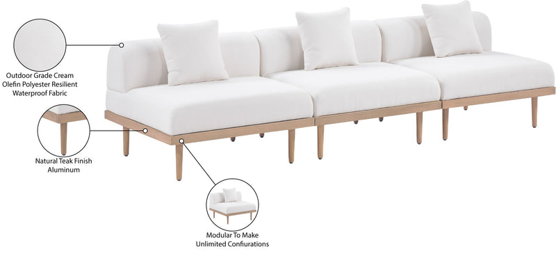 Laguna - 3 Piece Resilient Water Resistant Fabric 106.5" Outdoor Patio Armless Modular Sofa