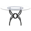 Aviano - Round Glass Top Metal Dining Table - Gunmetal