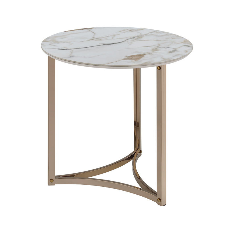 Zaidee - 23.5" End Table - Sintered Stone & Champagne