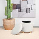 Valia - Faux Sheepskin Upholstered Round Storage Ottoman