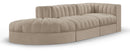 Rummi - Velvet Performance Fabric Upholstered 3 Piece Modular Sectional