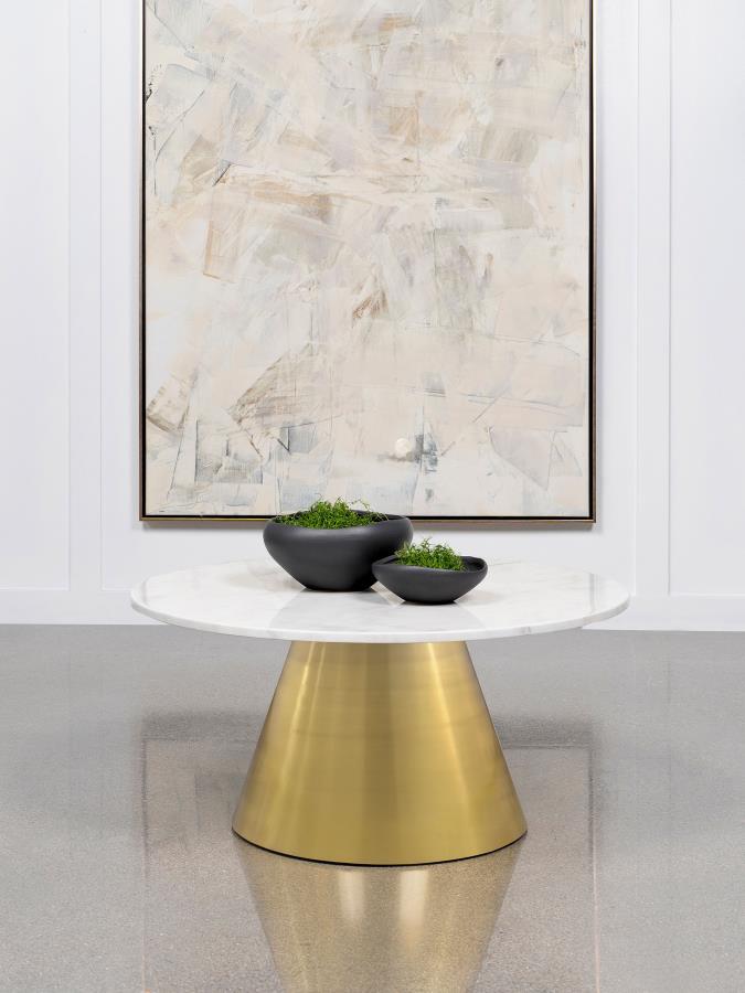 Avon - Round Marble Top Stainless Steel Table