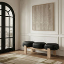 Woodcrest - Vegan Leather Upholstered Bench - Painted Natural Base