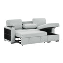 U0212 - Pull Out Sofa Bed With 1 Table Tray, 1 USB, And Storage Chaise - Silver