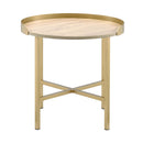 Mithea - End Table - Oak Table Top & Gold