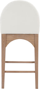 Waldorf - Chenille Stool With Natural Legs