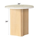 Qwin - End Table With Marble Top - Marble Top & Oak