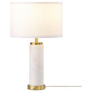 Lucius - Drum Shade Marble Body Table Lamp - White
