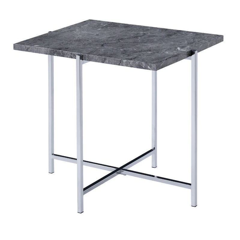 Adelae - End Table - Faux Marble Top & Chrome