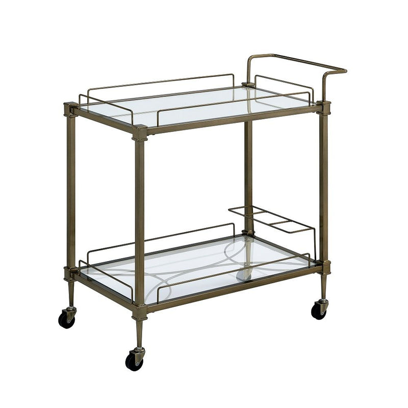 Aditya - Serving Cart - Mirrored & Antique Brass