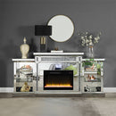 Noralie - Fireplace With LED & Bluetooth - Mirrored & Faux Diamonds