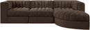 Rummi - Velvet Performance Fabric Upholstered 4 Piece Modular Sectional, With Reverse Corner Chair