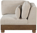 Turin - Chenille Fabric Upholstered Modular Corner Chair - Taupe / Brown Walnut