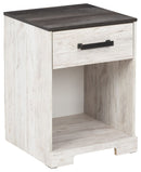 Shawburn - One Drawer Night Stand - Whitewash / Charcoal Gray