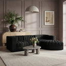 Rummi - Velvet Performance Fabric Upholstered 4 Piece Modular Sectional, With Reverse Corner Chair