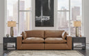Emilia - 3 Pc. - 2-Piece Sectional Loveseat, Ottoman - Caramel