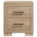 Arielle - 2-Drawer Bedroom Nightstand With Casters - Light Oak