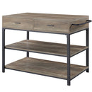 Macaria - 36" Kitchen Island - Rustic Oak & Black