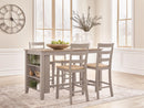 Harperfeld - 5 Pc. - Dining Table And 4 Barstools - Natural / Gray