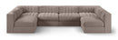 Rummi - Armless Velvet Performance Fabric Upholstered 6 Piece Modular Sectional